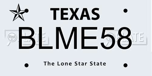BLME58 Texas License Plate