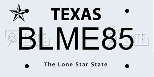 BLME85 Texas License Plate