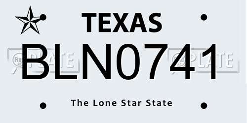BLN0741 Texas License Plate