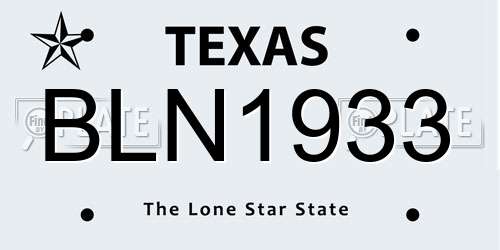 BLN1933 Texas License Plate