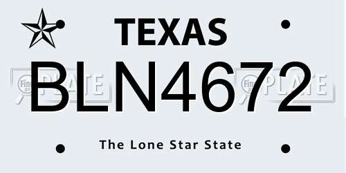 BLN4672 Texas License Plate