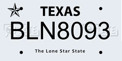 BLN8093 Texas License Plate