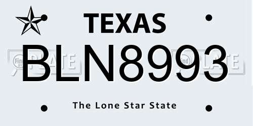 BLN8993 Texas License Plate