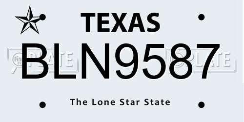 BLN9587 Texas License Plate