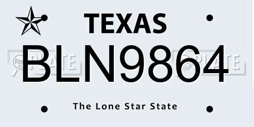 BLN9864 Texas License Plate