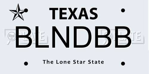 BLNDBB Texas License Plate