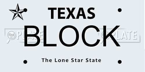 BLOCK Texas License Plate