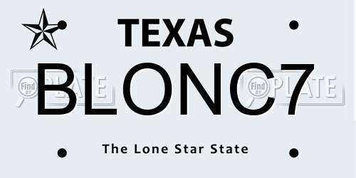 BLONC7 Texas License Plate