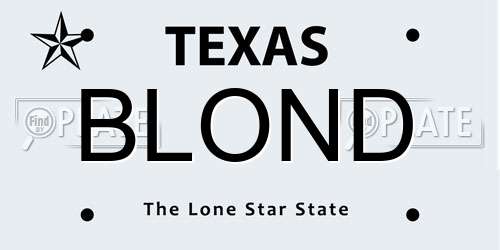 BLOND Texas License Plate