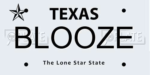 BLOOZE Texas License Plate