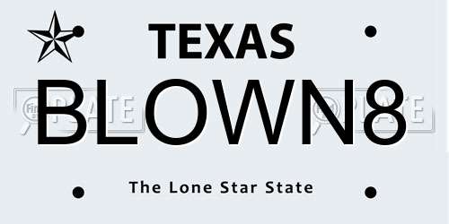 BLOWN8 Texas License Plate