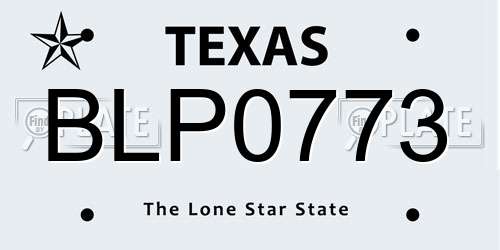 BLP0773 Texas License Plate