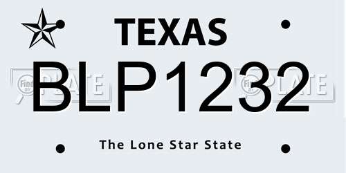 BLP1232 Texas License Plate