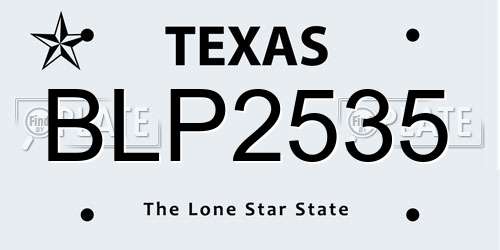 BLP2535 Texas License Plate