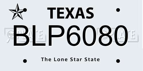 BLP6080 Texas License Plate
