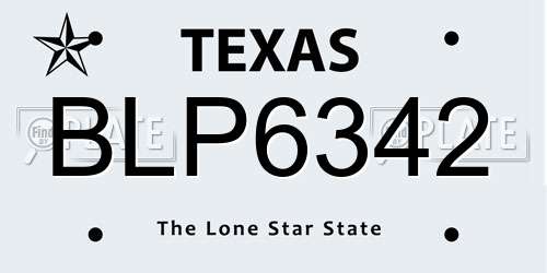 BLP6342 Texas License Plate
