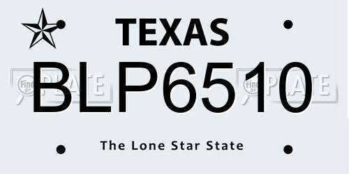 BLP6510 Texas License Plate