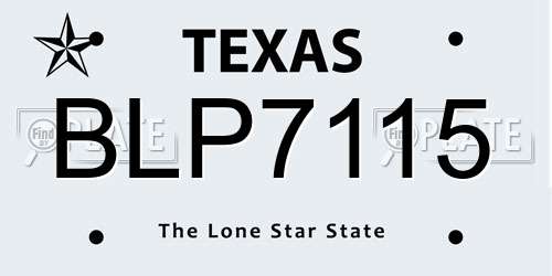 BLP7115 Texas License Plate