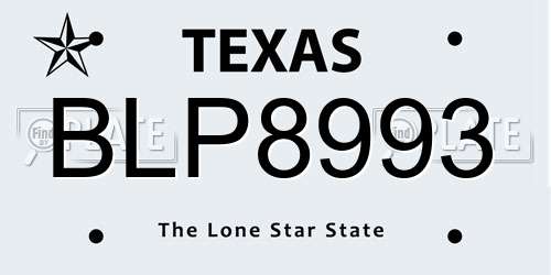 BLP8993 Texas License Plate