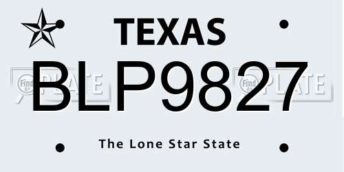BLP9827 Texas License Plate