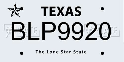 BLP9920 Texas License Plate