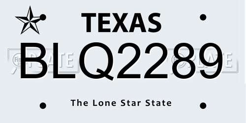 BLQ2289 Texas License Plate