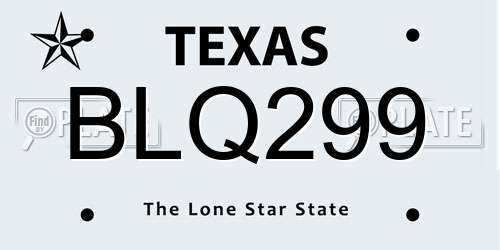 BLQ299 Texas License Plate
