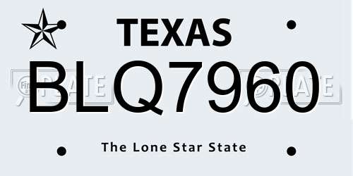 BLQ7960 Texas License Plate