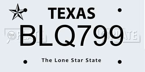 BLQ799 Texas License Plate