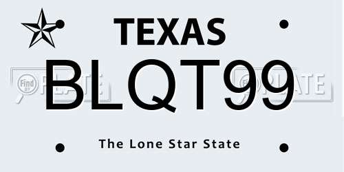 BLQT99 Texas License Plate