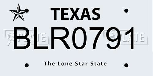 BLR0791 Texas License Plate