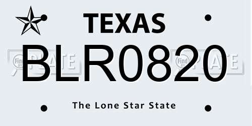 BLR0820 Texas License Plate