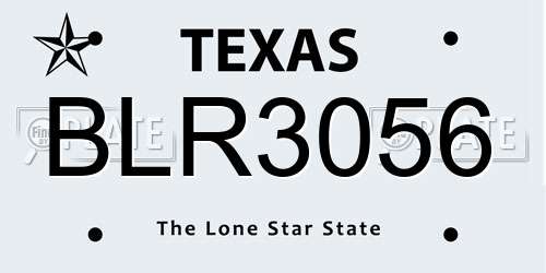 BLR3056 Texas License Plate