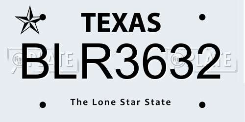 BLR3632 Texas License Plate