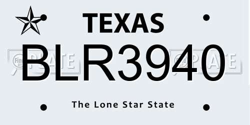 BLR3940 Texas License Plate