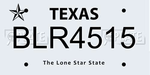 BLR4515 Texas License Plate