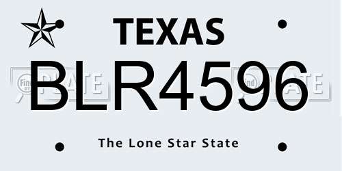 BLR4596 Texas License Plate