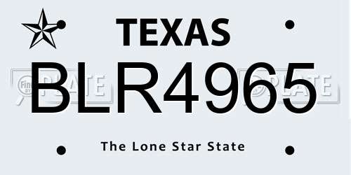 BLR4965 Texas License Plate
