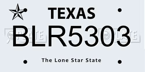 BLR5303 Texas License Plate