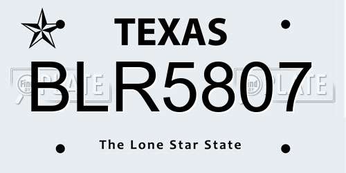 BLR5807 Texas License Plate
