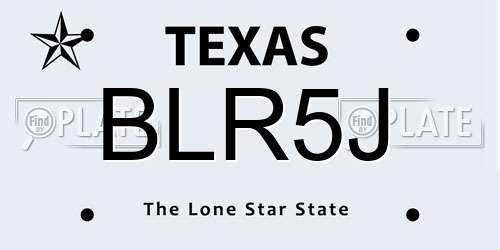 BLR5J Texas License Plate