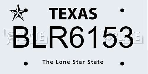 BLR6153 Texas License Plate