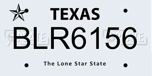BLR6156 Texas License Plate