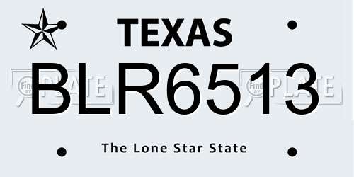 BLR6513 Texas License Plate