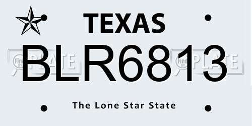 BLR6813 Texas License Plate