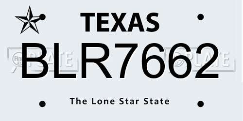BLR7662 Texas License Plate