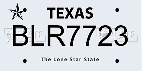 BLR7723 Texas License Plate