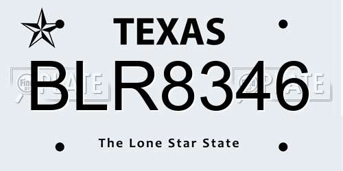 BLR8346 Texas License Plate