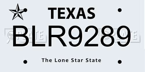 BLR9289 Texas License Plate
