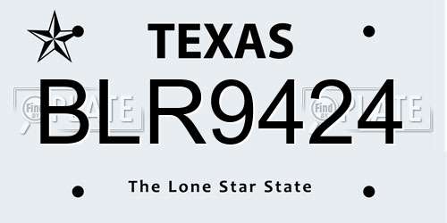 BLR9424 Texas License Plate